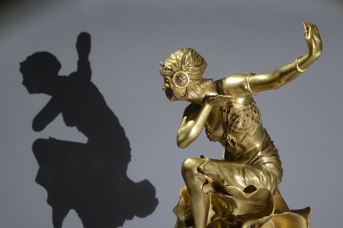Claire Colinet. Bronze Sculpture. Hindu Dancer. Art Deco. Orientalist.