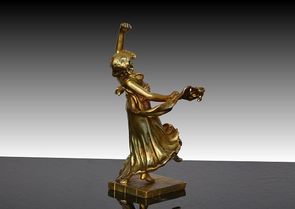Petit Bronze Doré. Danseuse. Art Nouveau-photo-2