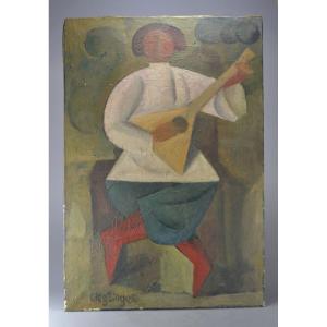 Oleg Zinger. Balalaika Player Oil On Canvas.