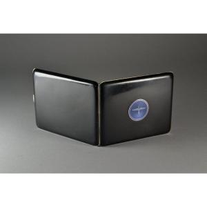 Art Deco 1930 Aviator Sterling Silver Enamel And Laquer Cigarette Case.