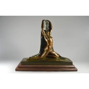Francois Trinque Art Deco Bronze Sculpture Veil Dancer François Trinque (french. XXth C.)