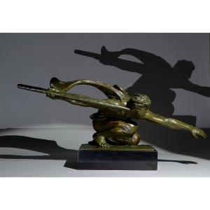 Alexandre Kelety Impressive Javelin Trower Bronze Figure Alexandre Kelety (1893-1961)