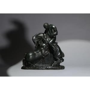 A. Gurdjan, russo-arménien. Sculpture cubiste Art Déco en bronze, 1923 – « Corrida »