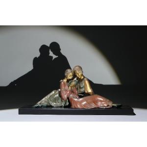 Elegant Art Deco Sculpture, Reading Ladies By Godard