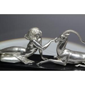 Fayral. Le Faguays. "SEDUCTION" pour Le Verrier. Version argentée. Sculpture art déco