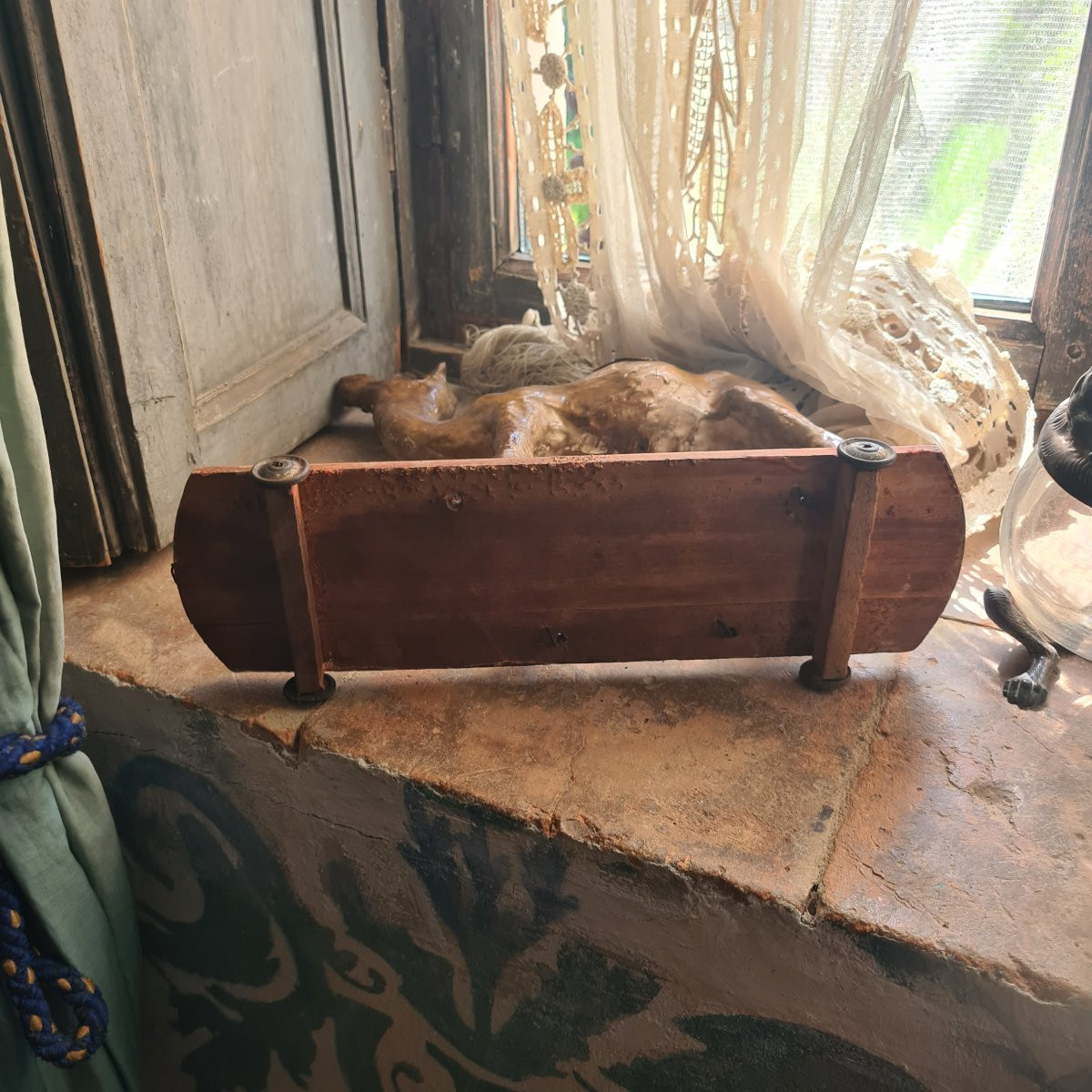 Jouet chameau en papier mâché sur roulettes-photo-3