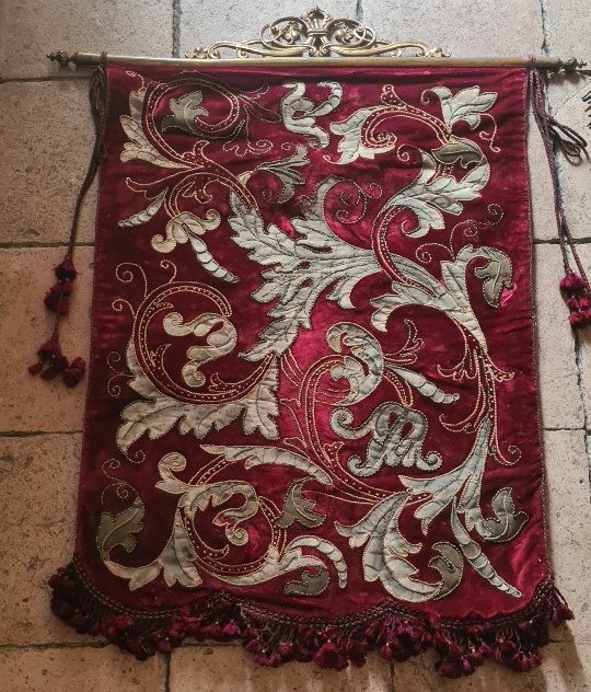 Antique Banner With A Pole