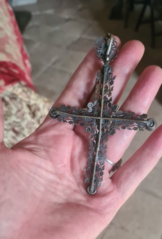 Croix avec strass en argent-photo-3