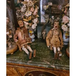 Paire de marionettes fin XIXème en bois et habits d'origine