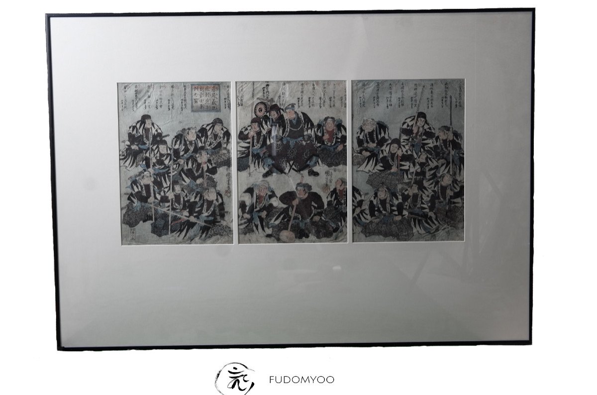 6 Japanese Glass Prints 47 Ronin Samurai -photo-2