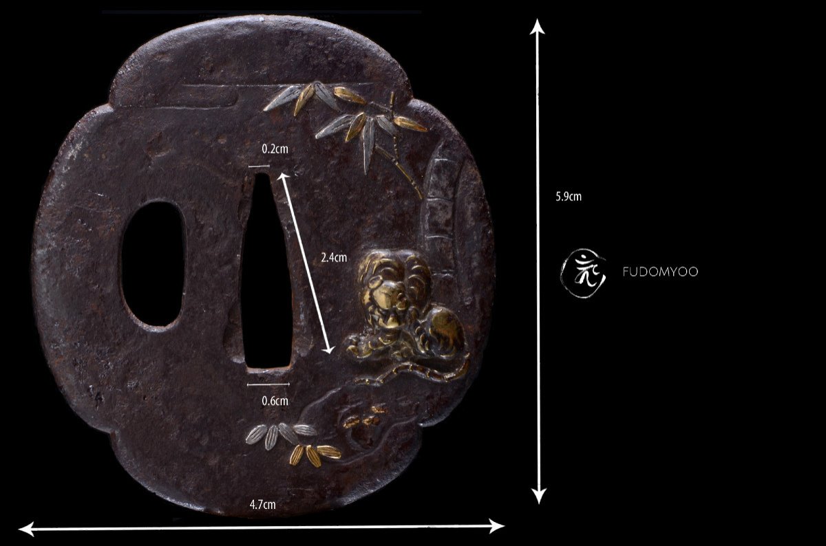 Tiger And Bamboo Tsuba Japanese Sword Guard-photo-2