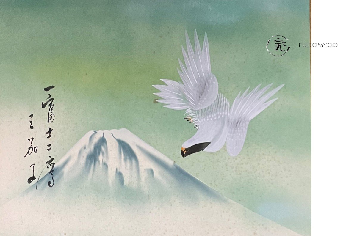 Kakemono Symbol Of Luck Eggplant Mount Fuji Falcon -photo-2