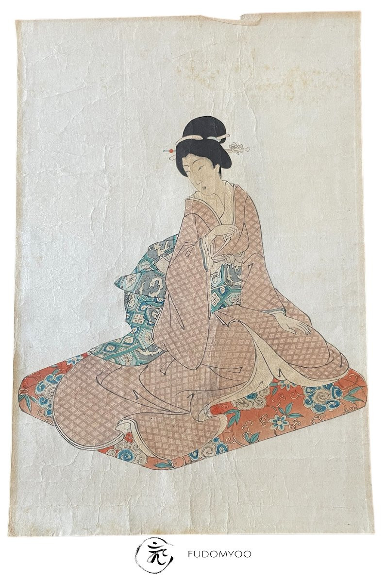 estampe ukiyoe geisha kimono ikebana fleur -photo-3
