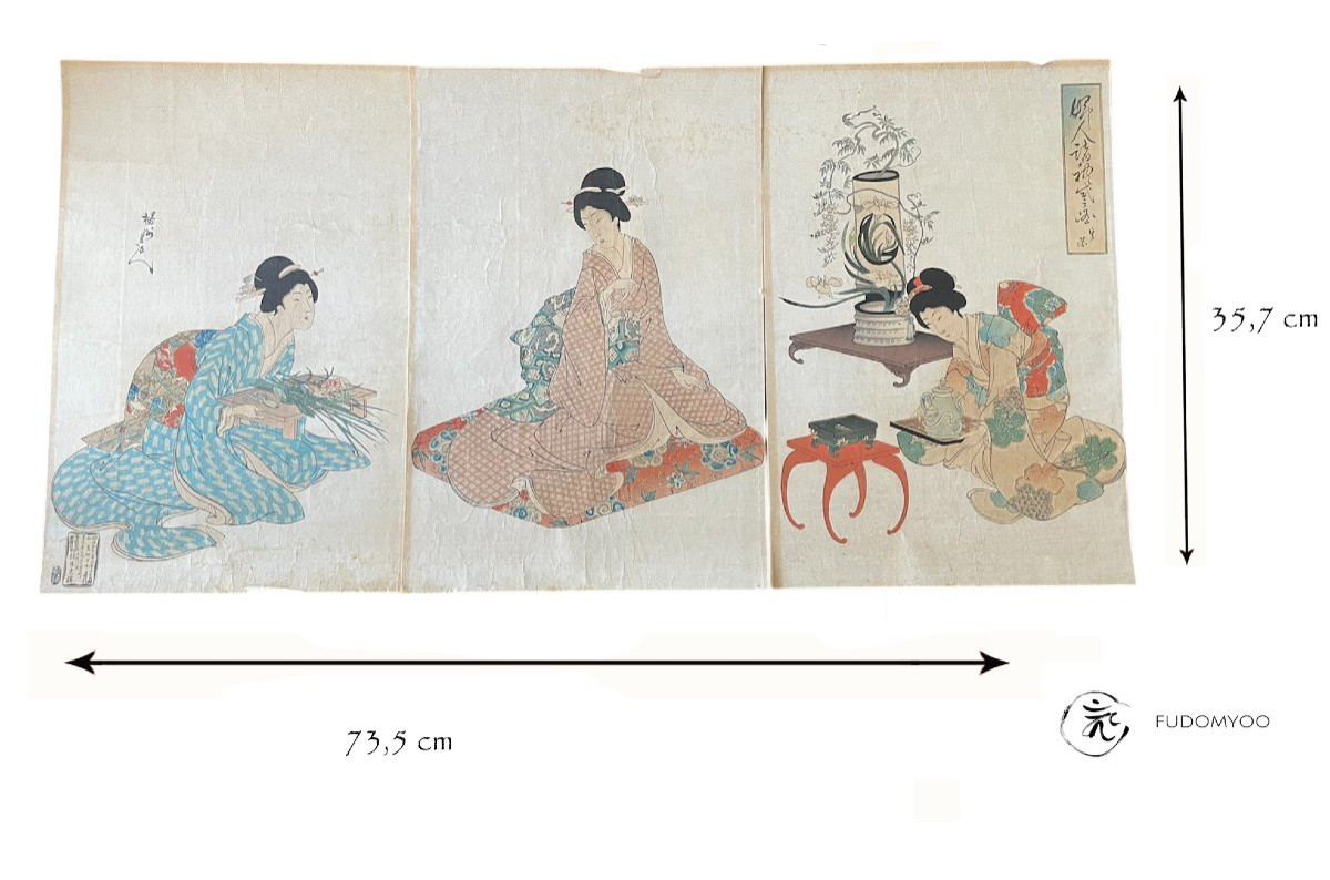 estampe ukiyoe geisha kimono ikebana fleur -photo-2