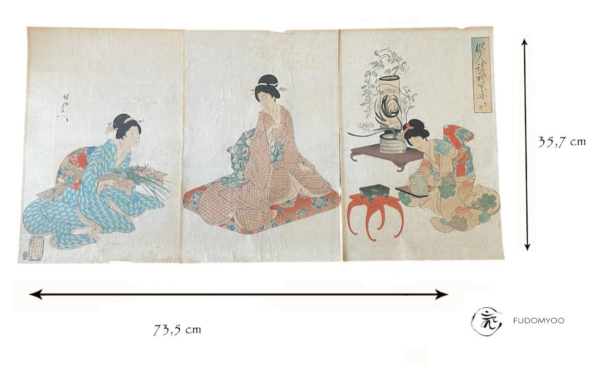 estampe ukiyoe geisha kimono ikebana fleur -photo-6