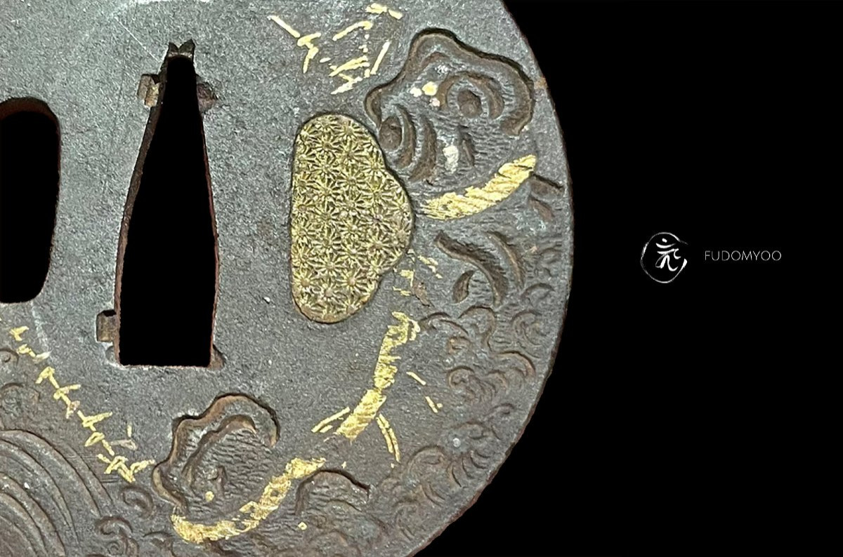 tsuba rocher shinto japon boudhhisme wakizashi -photo-2