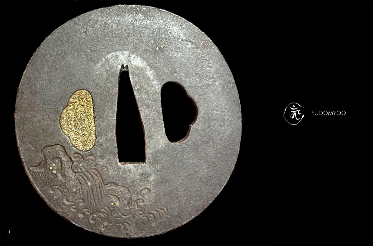 tsuba rocher shinto japon boudhhisme wakizashi -photo-3