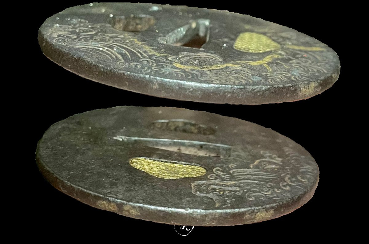 tsuba rocher shinto japon boudhhisme wakizashi -photo-4