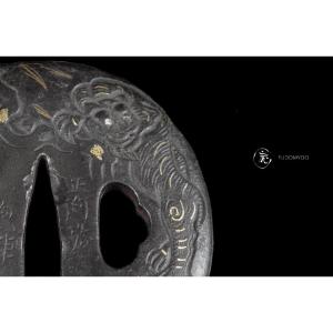 Tsuba Tigre Avec Signature