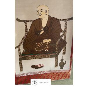 Lot Of Modern Kakemono Buddhist Shingon Monk 