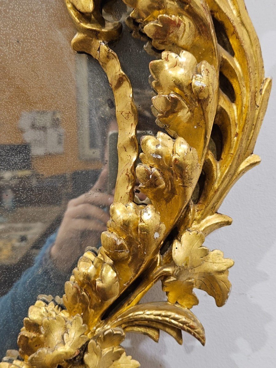 Carved And Gilded Wooden Mirror - 19th Century-photo-1