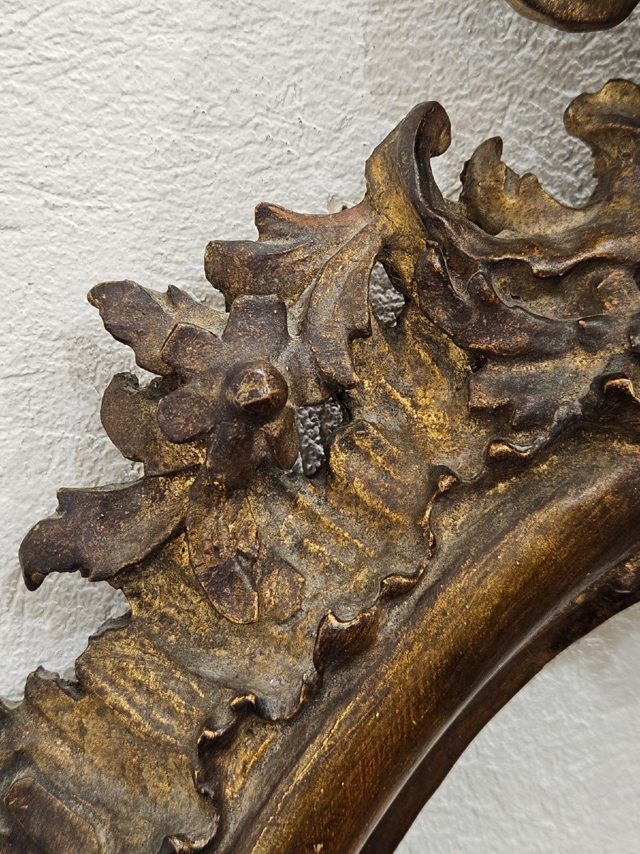 Cadre Ovale En Bois Sculpté - XIXe Siècle-photo-3