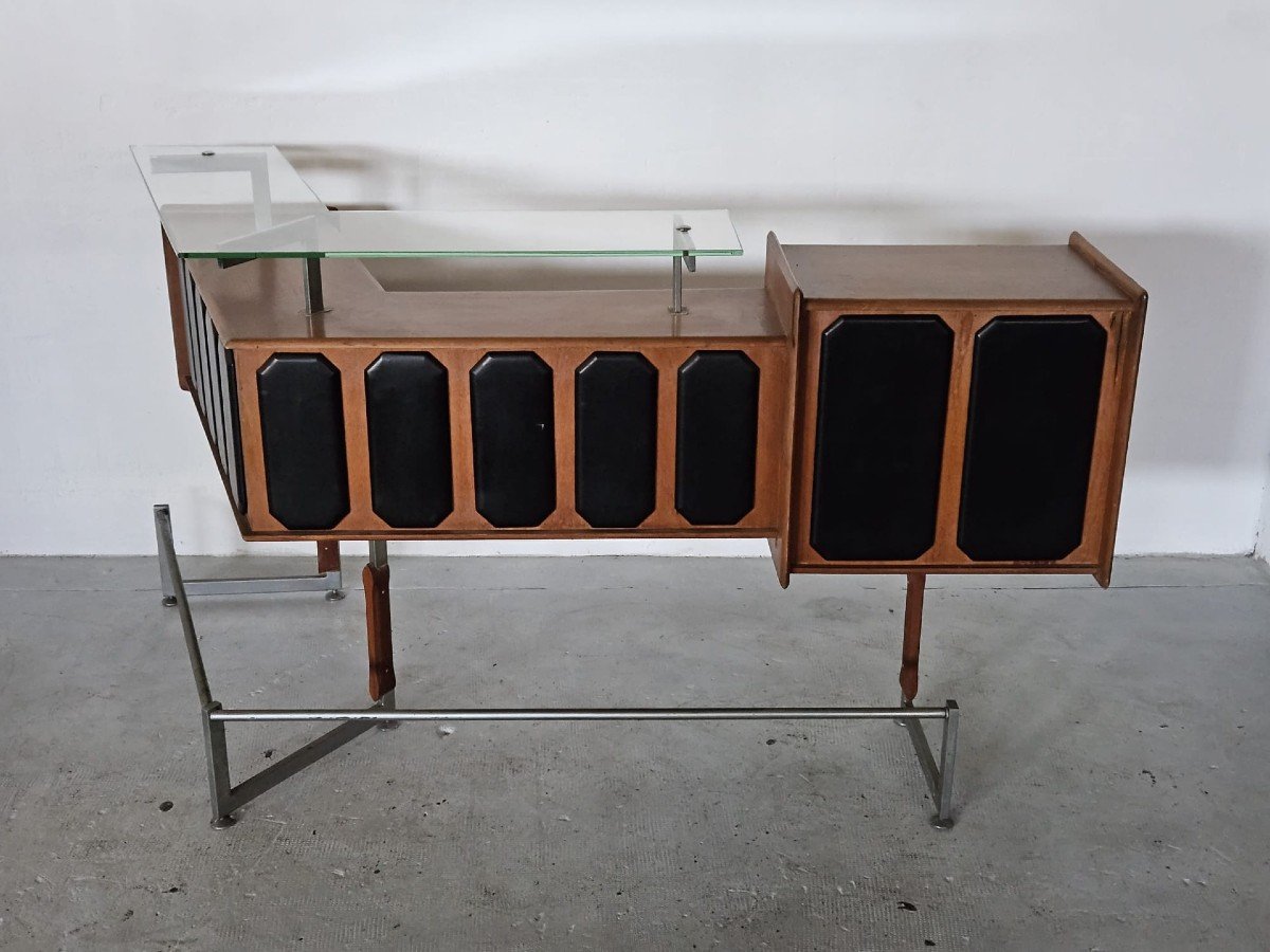 1960s Bar Cabinet With Stools And Shelf Cabinet.-photo-3