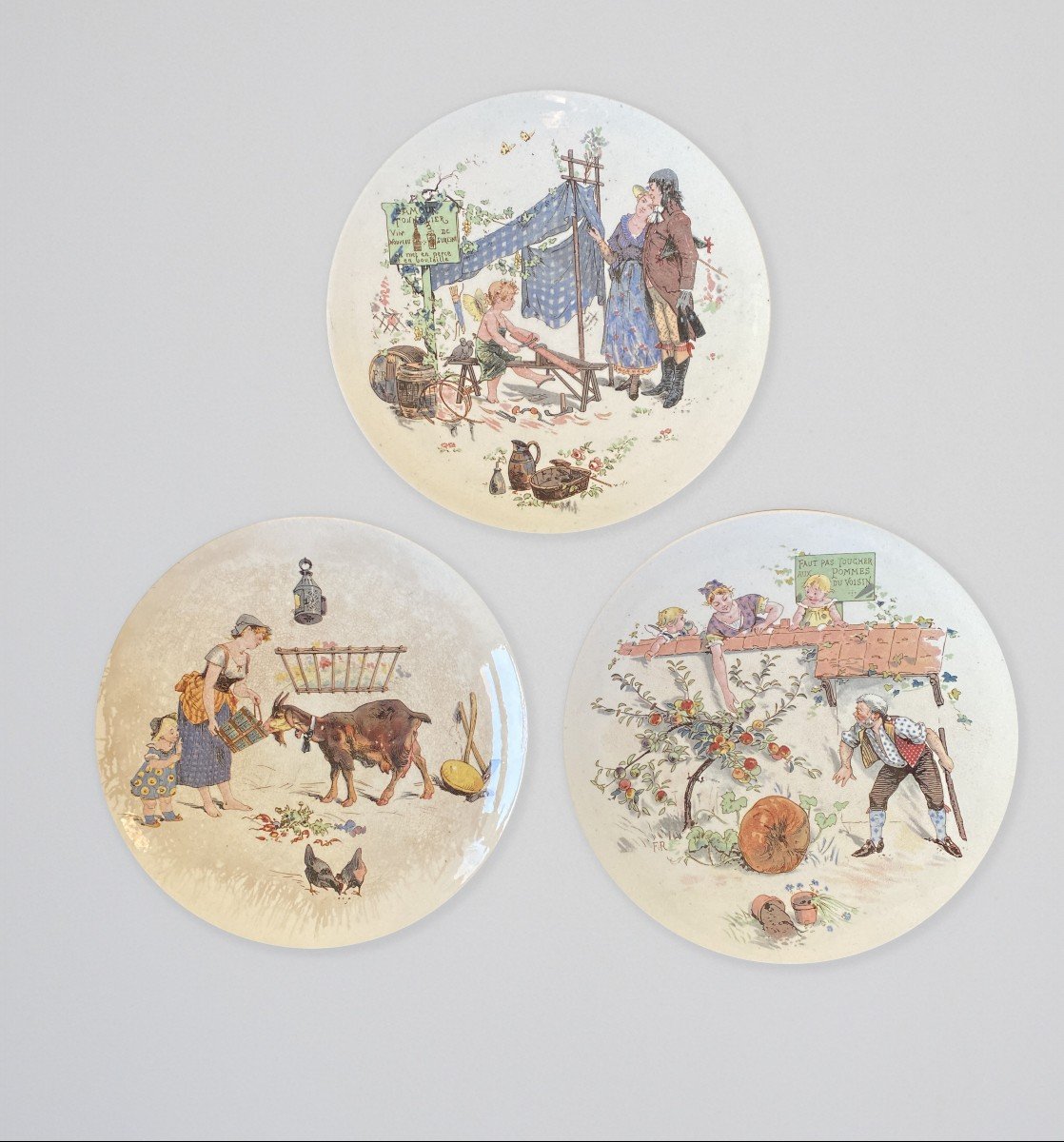 12 Assiettes "faience De Sarreguemine" - Fin 19ème Siècle-photo-3