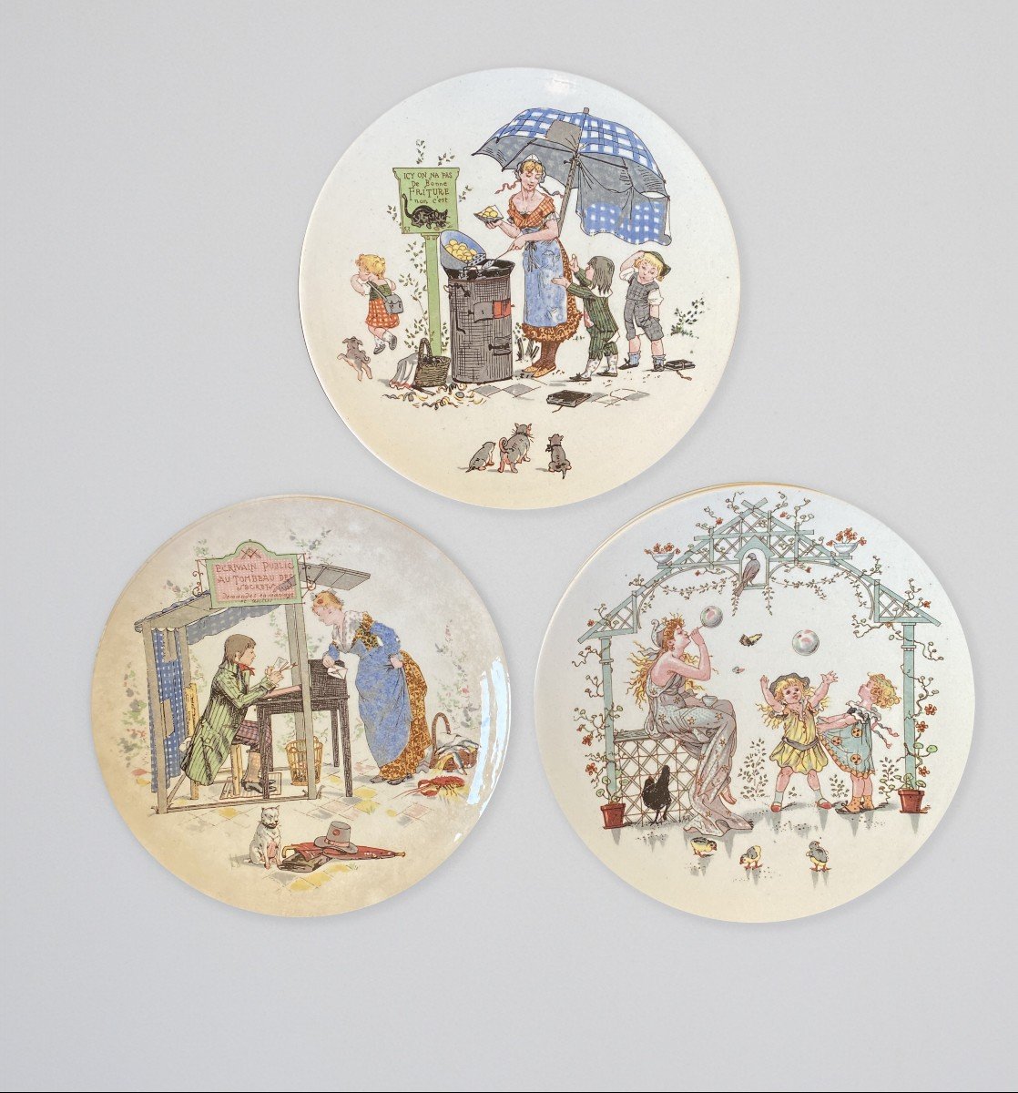 12 Assiettes "faience De Sarreguemine" - Fin 19ème Siècle-photo-4