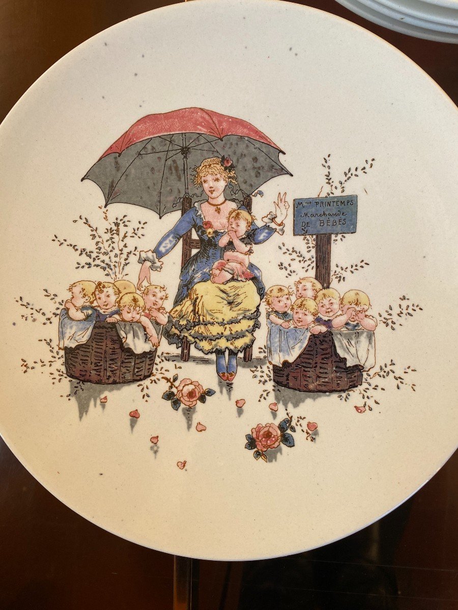 12 Assiettes "faience De Sarreguemine" - Fin 19ème Siècle-photo-3