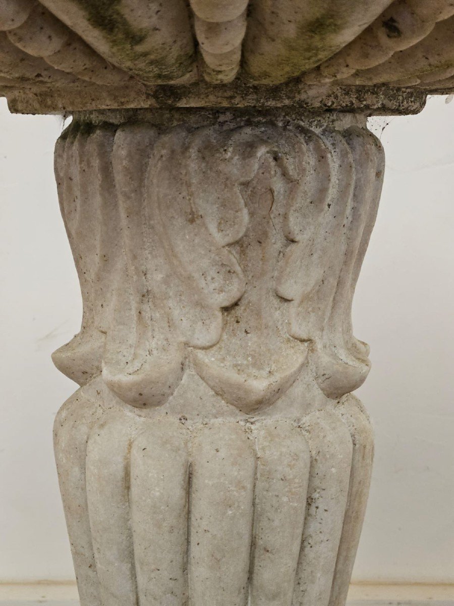 Baignoire / vase de jardin  en marbre blanc finement sculptée-photo-4