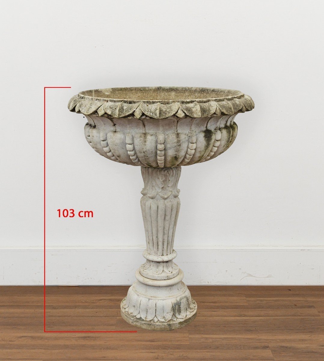 Baignoire / vase de jardin  en marbre blanc finement sculptée-photo-3