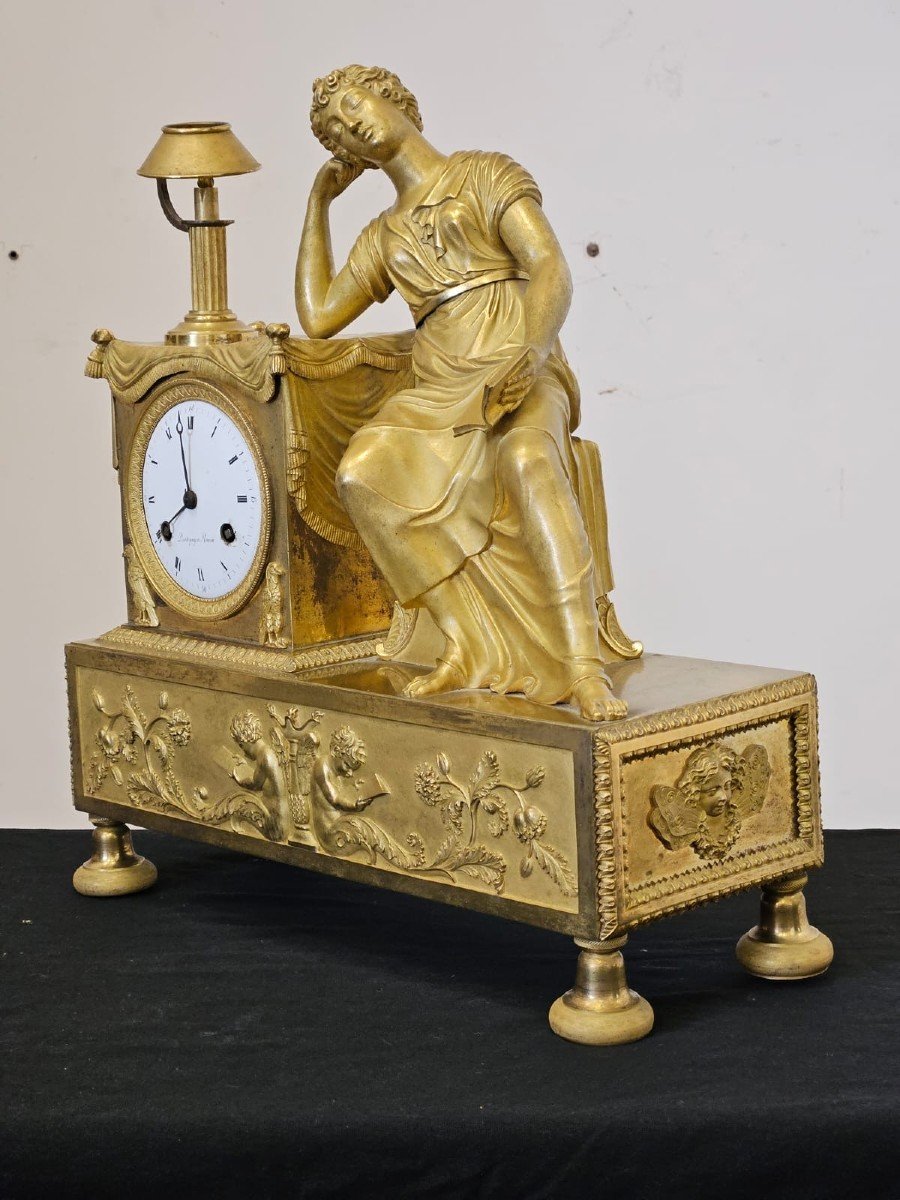 "parisian" Clock In Gilded Bronze - 19th Century-photo-2