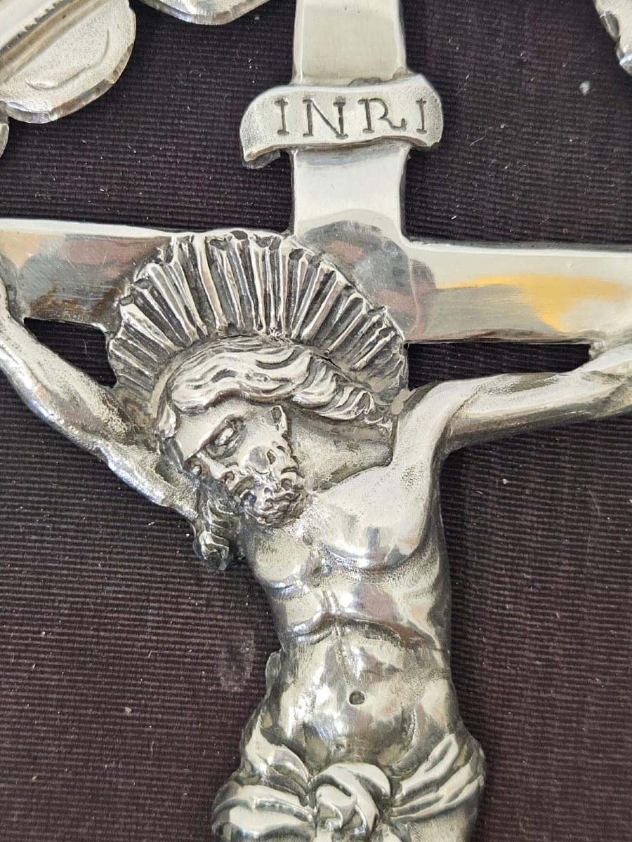 Plaque En Argent Représentant Le Christ En Croix - XVIIIe Siècle-photo-3
