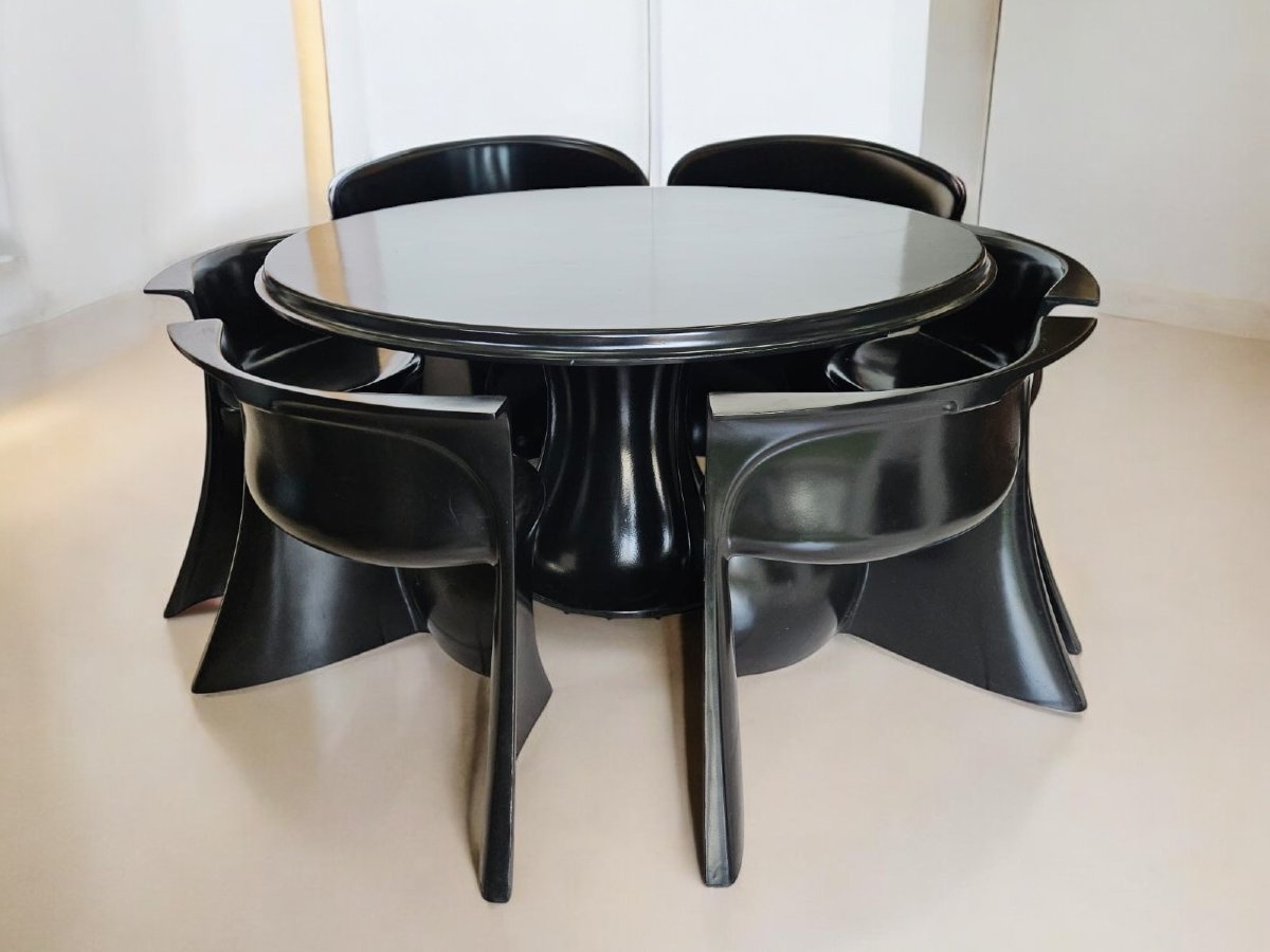 Ensemble De Salle à Manger « Boccio » Avec Table Et Six Chaises De Pierluigi Spadolini Pour 1p-photo-5