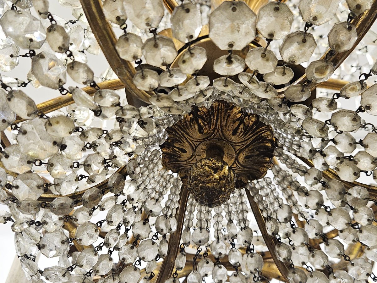 Bronze And Crystal Chandelier - 1950 --photo-4