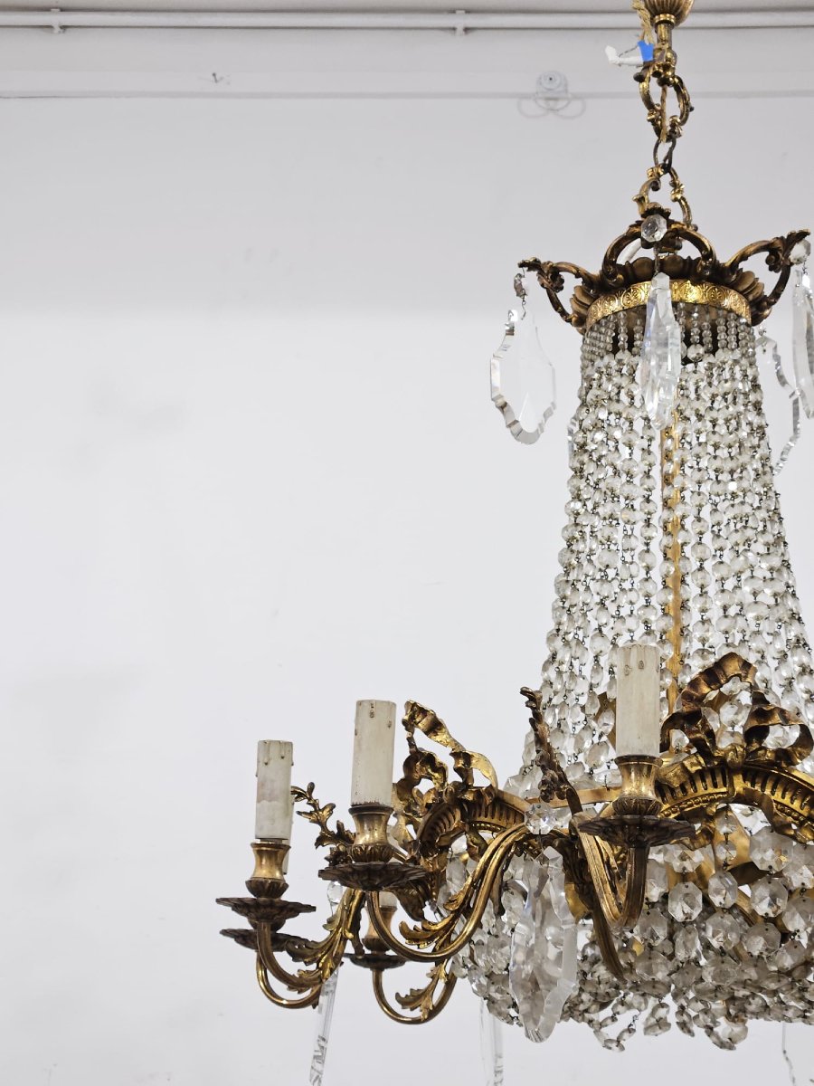 Bronze And Crystal Chandelier - 1950 --photo-6