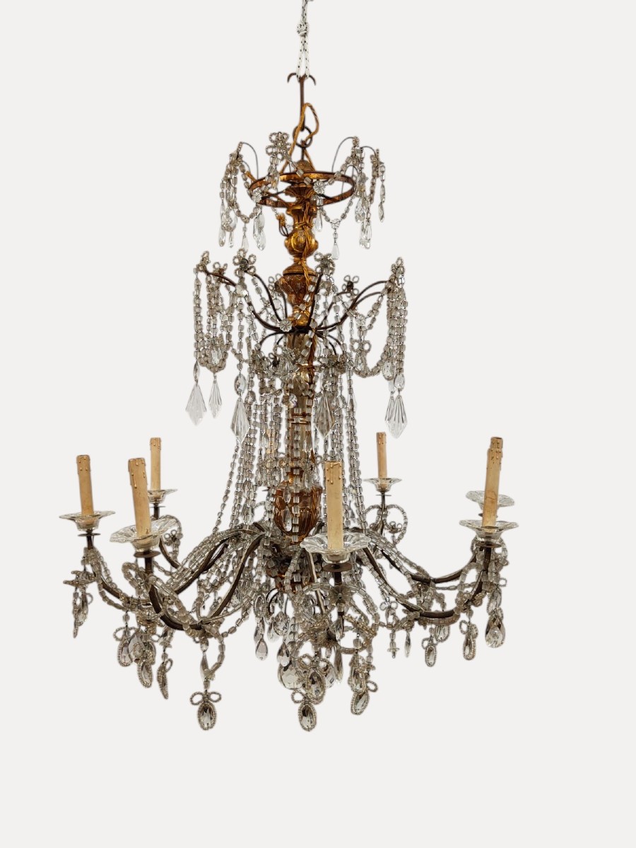 8-arm Genoese Chandelier With Crystals