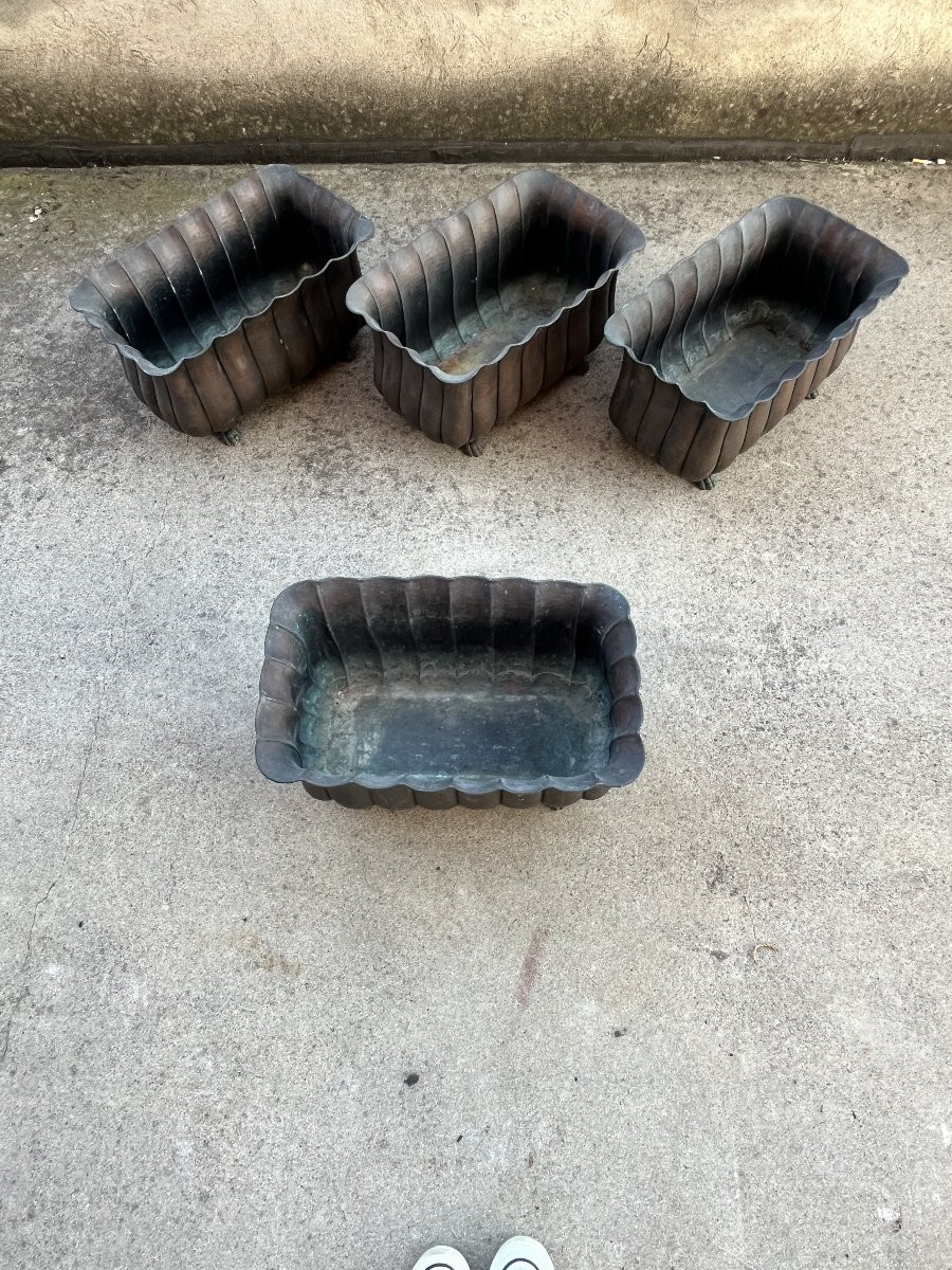 Antique Copper Planters – Set Of 4-photo-4