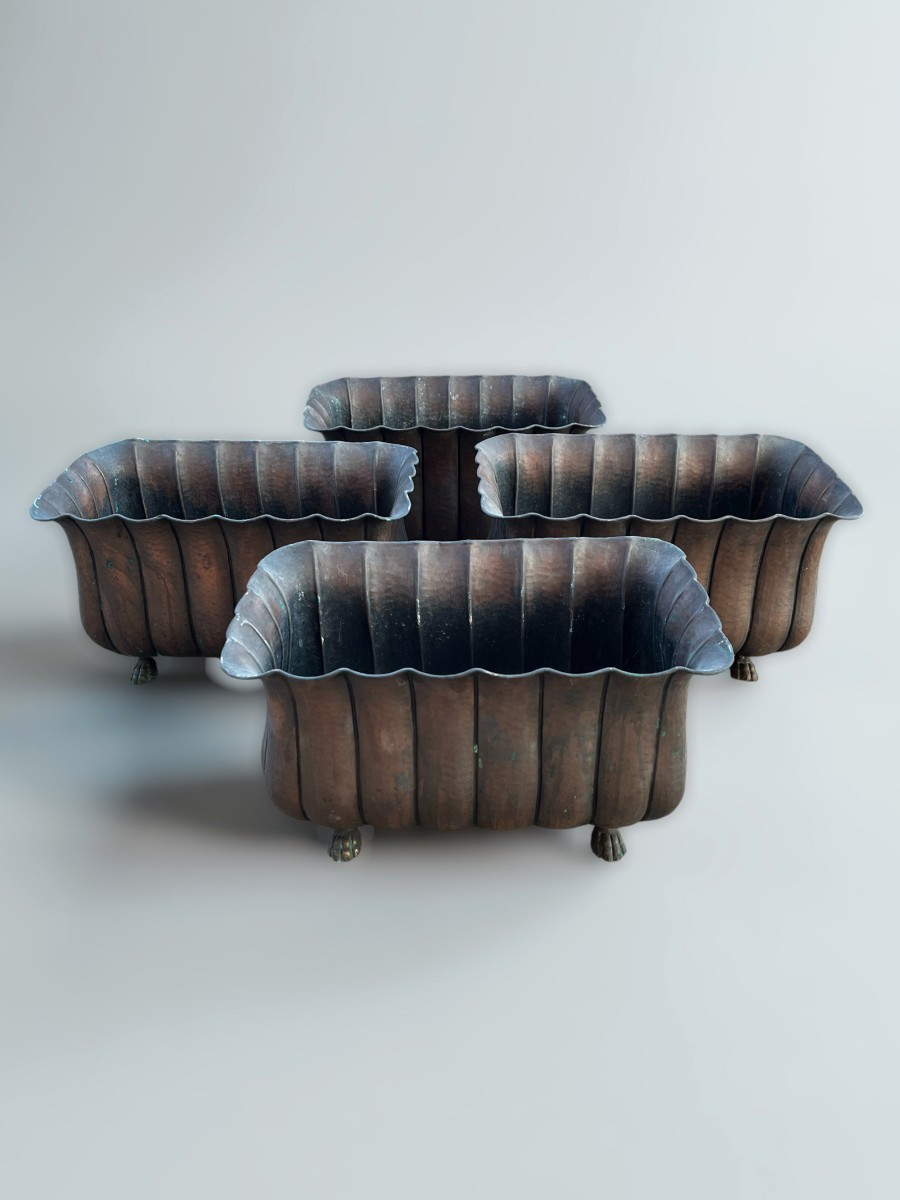 Antique Copper Planters – Set Of 4