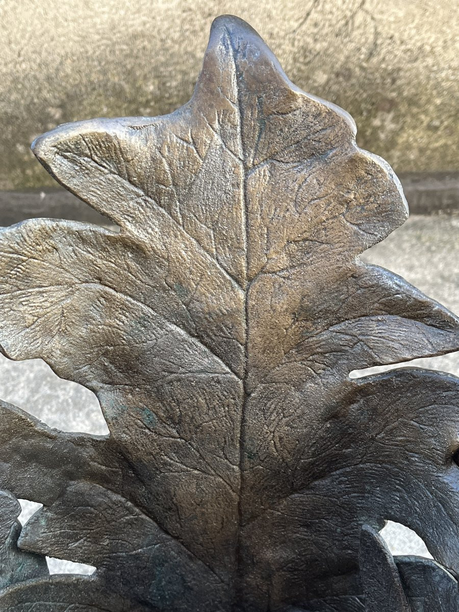 Bronze Umbrella Stand Decorated With Leaves – Italy, Circa 1970-photo-3