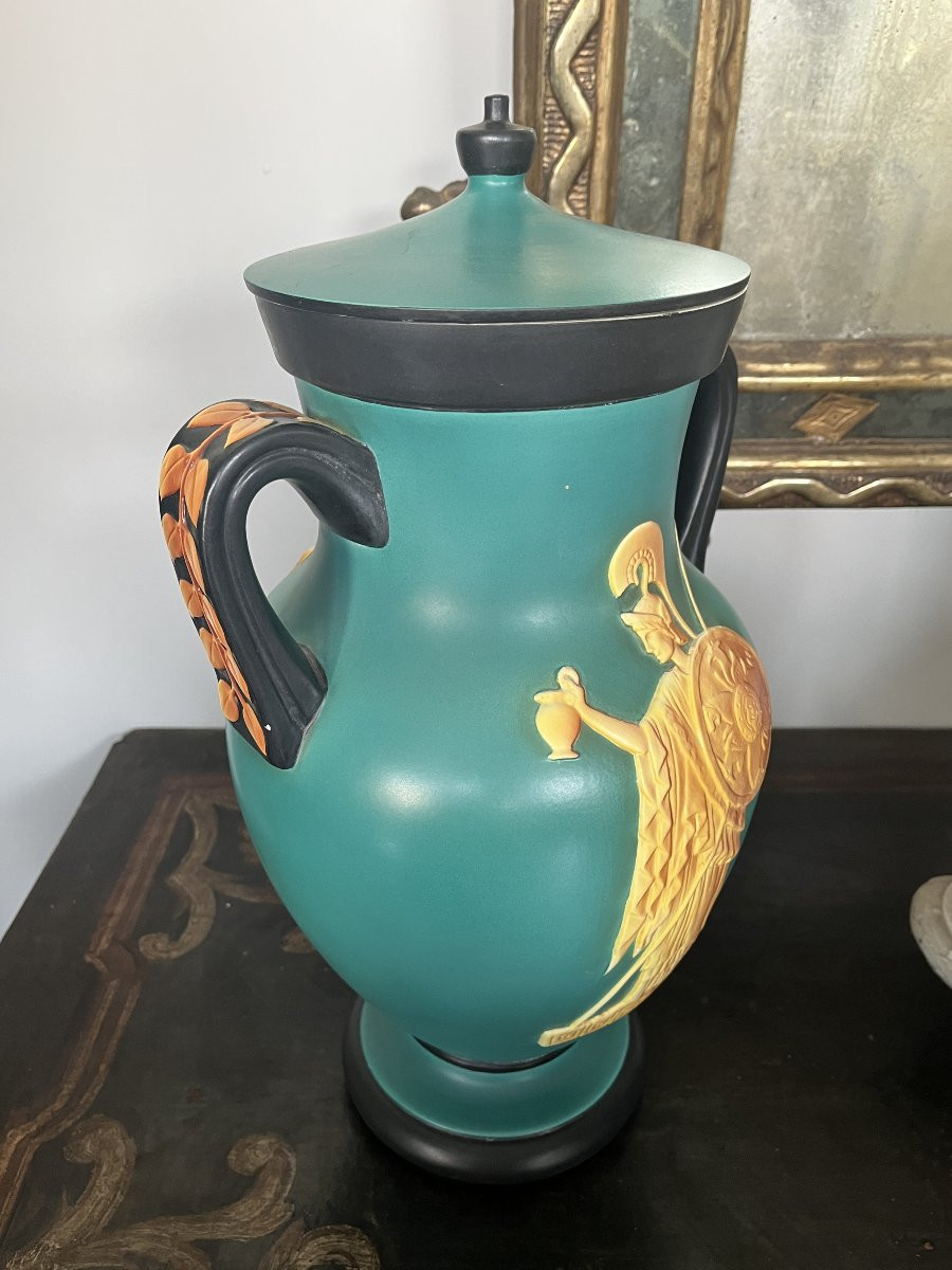 Vase en céramique, réalisé en Italie dans les années 1930 par la manufacture Vibi Torin-photo-8