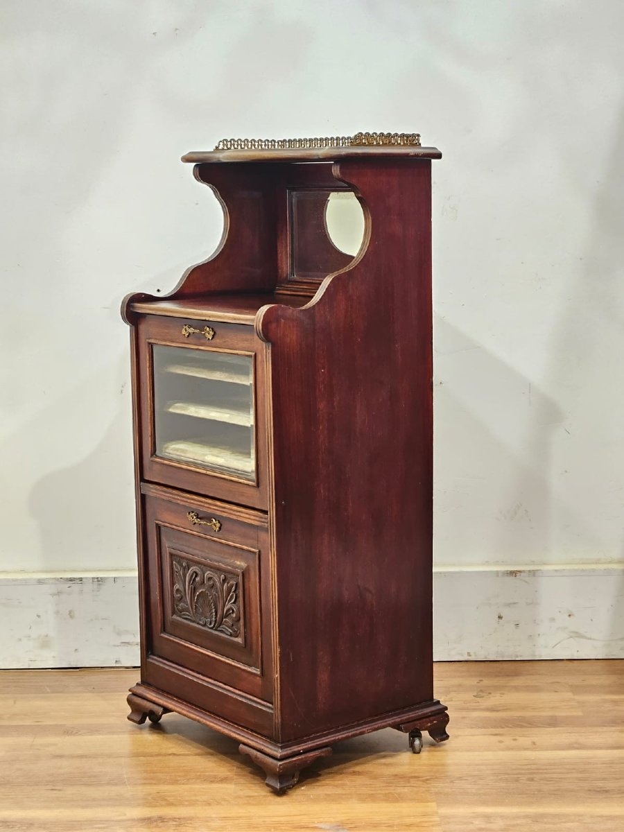 Victorian Music Cabinet In Solid Mahogany, 19th Century-photo-2