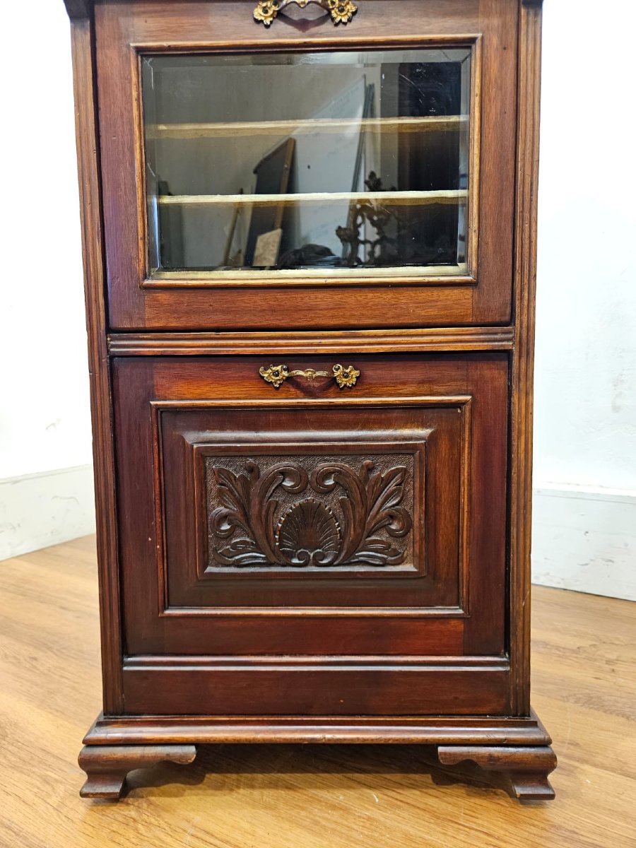 Victorian Music Cabinet In Solid Mahogany, 19th Century-photo-4