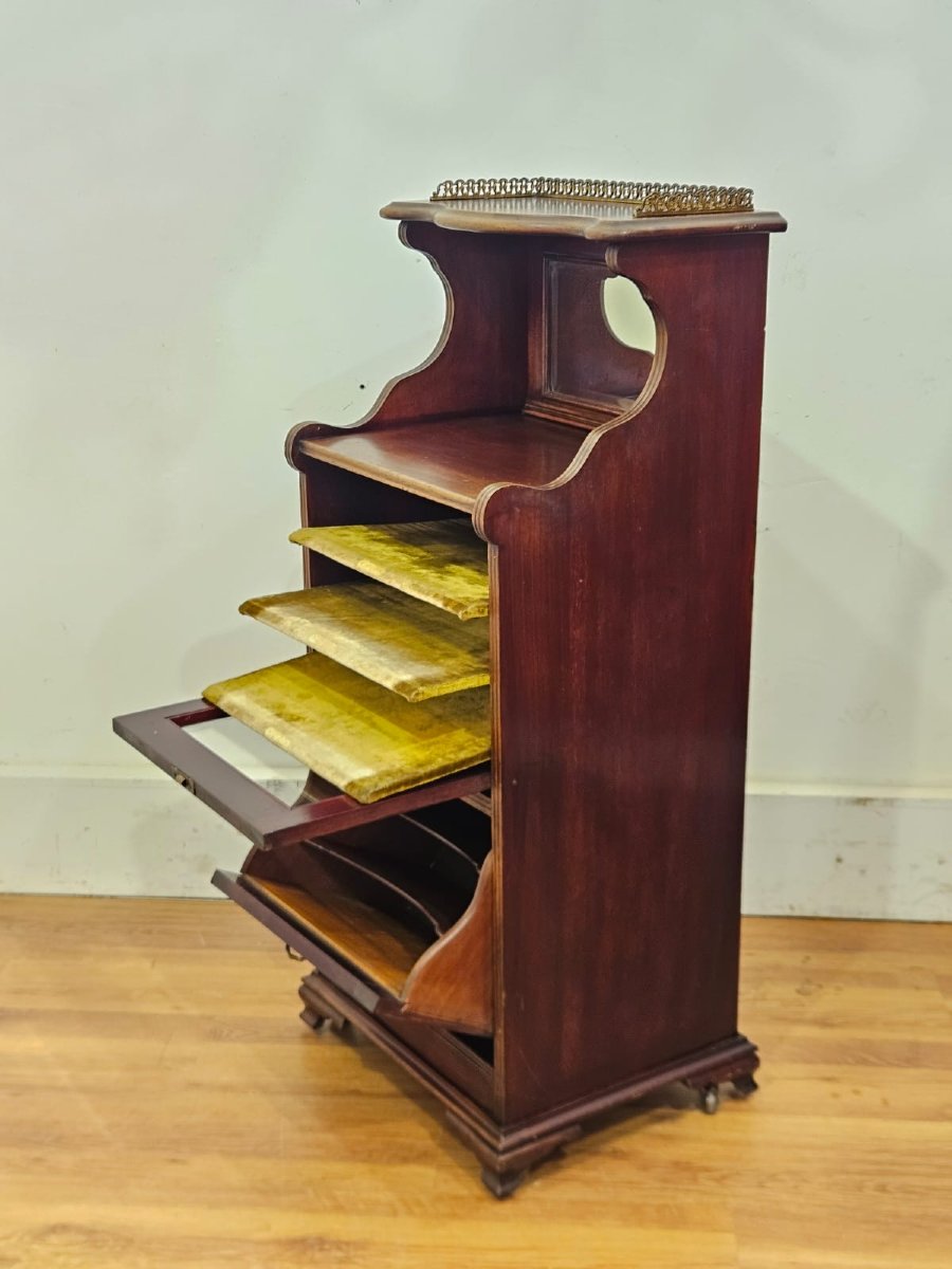 Victorian Music Cabinet In Solid Mahogany, 19th Century-photo-6