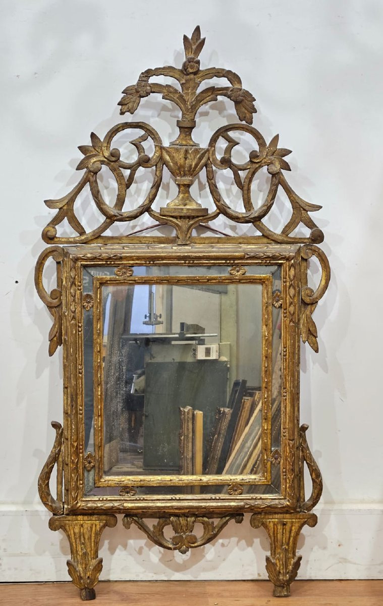 Miroir piémontais en bois doré à la mecca, fin du XVIIIᵉ siècle-photo-6
