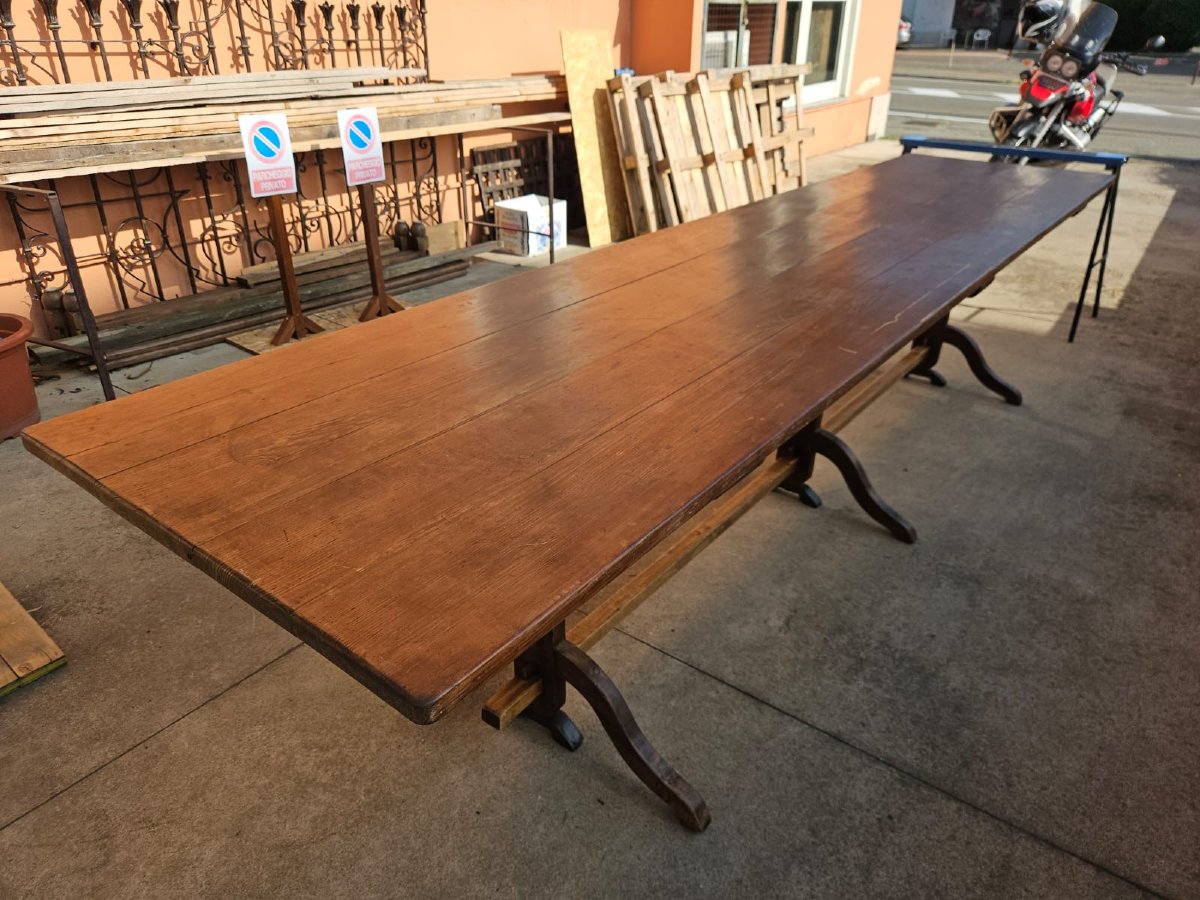 Grande table en sapin - fin du XIXe siècle.-photo-2