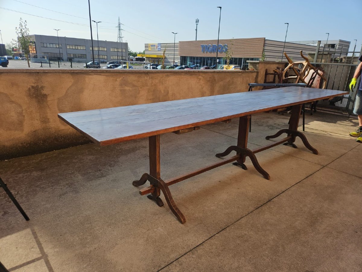 Grande table en sapin - fin du XIXe siècle.-photo-2