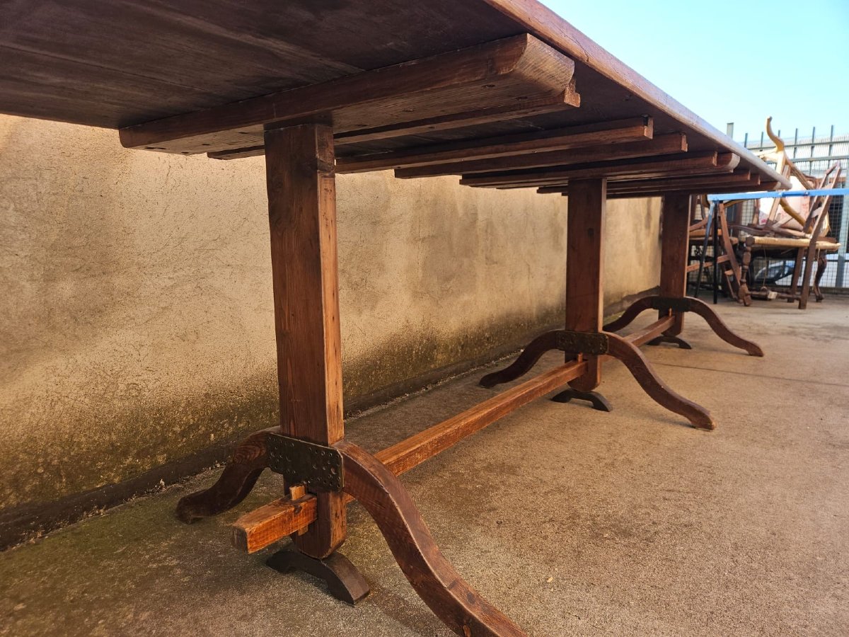 Grande table en sapin - fin du XIXe siècle.-photo-3