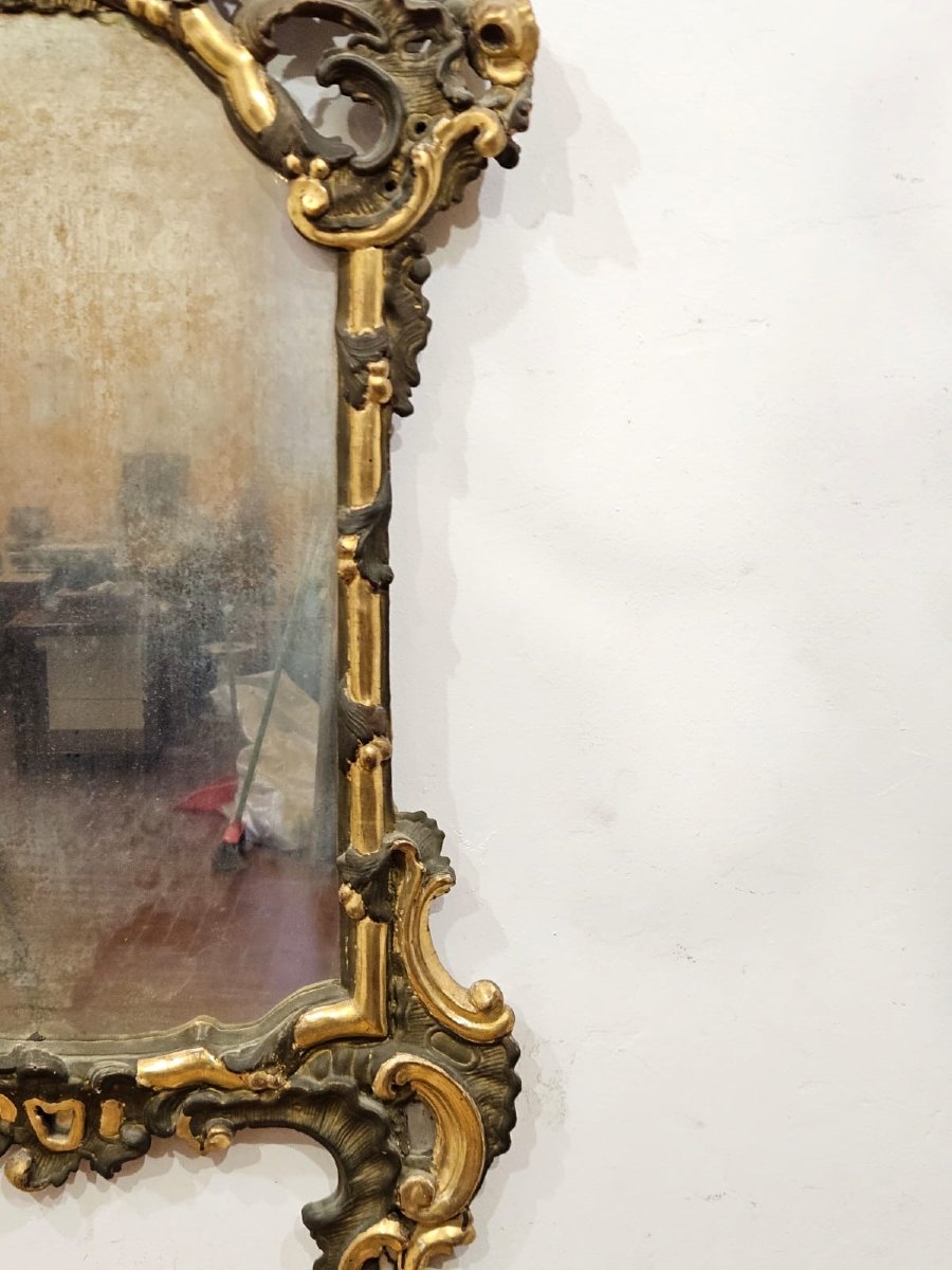 Lacquered And Gilded Mirror In Carved Wood - 19th Century.-photo-3